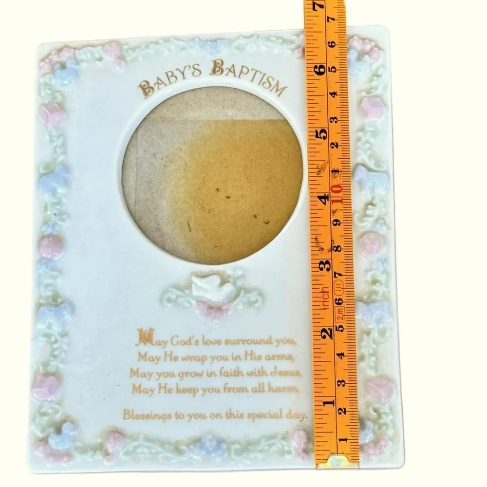 Baby’s Baptism Vintage Tabletop Standing Easel Picture Frame.